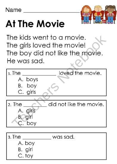 Reading Comprehension Passages With Text Based Multiple Choice Questions ~ Reading