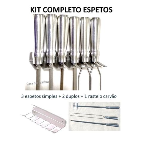 Kit Espetos Churrasco L Mina Cm E Porta Espeto E Rastelo No Shoptime