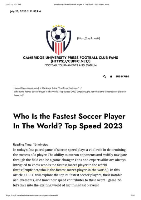 Who Is The Fastest Soccer Player In The World Top Speed 2023pdf