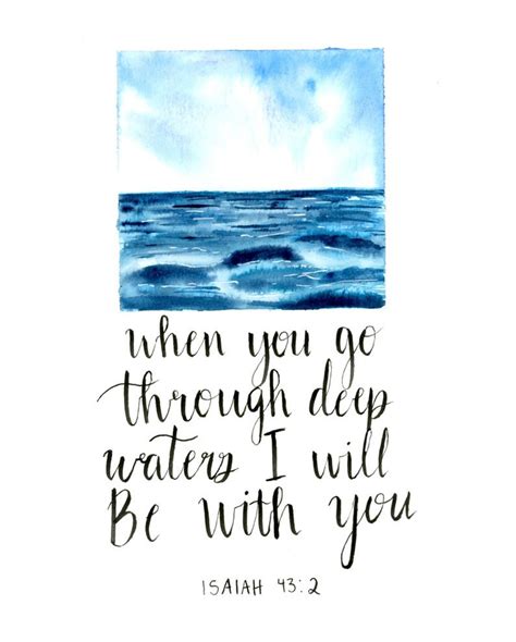 Watercolor Ocean Scripture Print Bible Verse Wall Art 85x11 Hand