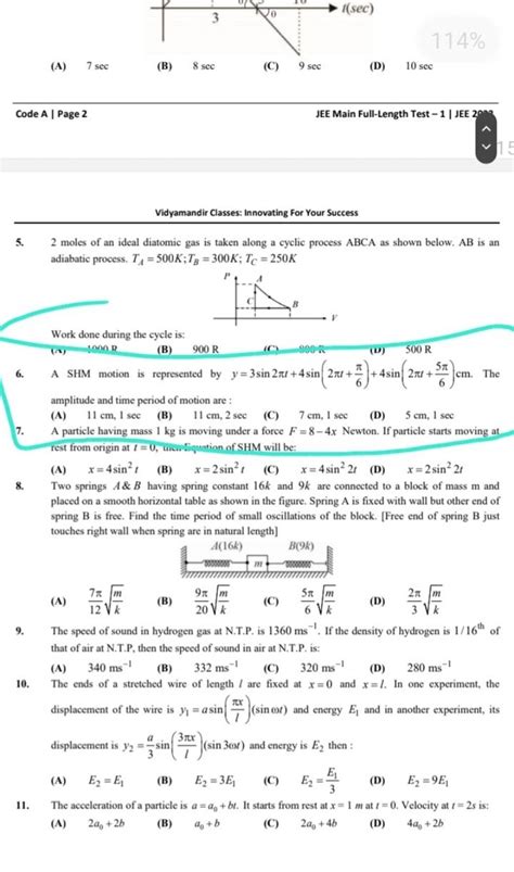 Two Springs A B Having Spring Constant 16k And 9k Are Connected To A Bloc