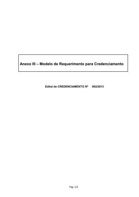 Anexo Iii Modelo De Requerimento Para Credenciamento