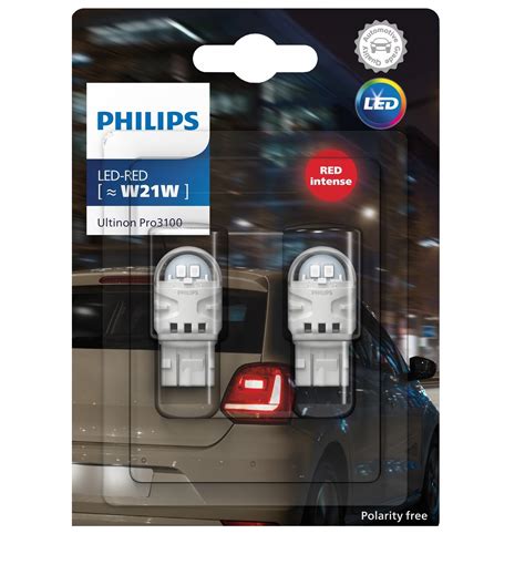 PHILIPS ŻARÓWKA LED W21W RED ULTINON PRO3100 12V 2szt.