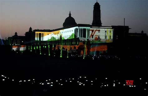 New Delhi:Illuminated Raisina hills during the full dress rehearsal for ...