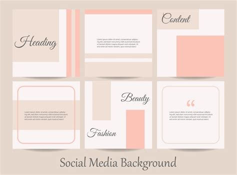Premium Vector Social Media Feed Branding Template Background Mockup In Nude Peach Neutral Colors