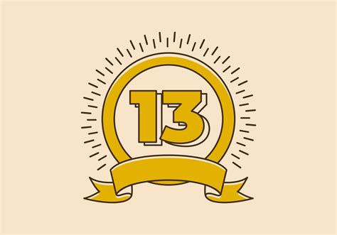 Vintage Yellow Circle Badge With Number 13 On It 13211234 Vector Art At