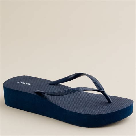 J.crew Skinny Wedge Flip-flops in Blue (classic navy) | Lyst