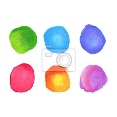 Vector Set Of Rainbow Watercolor Circles Stains Wall Stickers Stroke