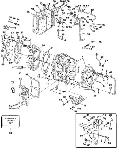 Evinrude Cylinder Crankcase Parts For 1988 28hp VE28ESLCCR Outboard Motor