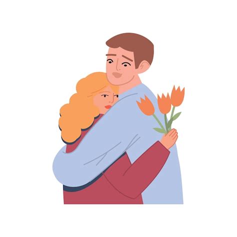 Premium Vector Couple In Love Hugs Love Relationship Of A Man And A Woman Taking Care Of Each