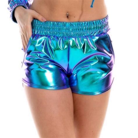 Feeling Cute Shiny Metallic Mini Shorts Shiny Fashion Lale Look