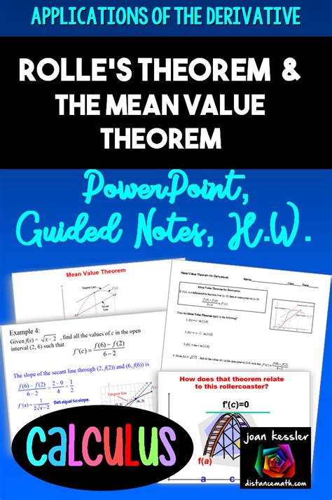 Calculus Mean Value Theorem For Derivatives And Rolle S Theorem Calculus Rolle S Theorem Ap