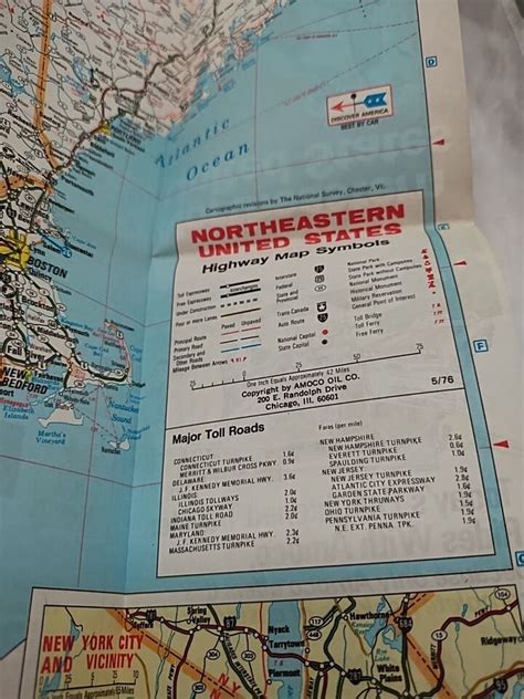 Vintage Northeastern United States Bicentennial Commemorative Road Map