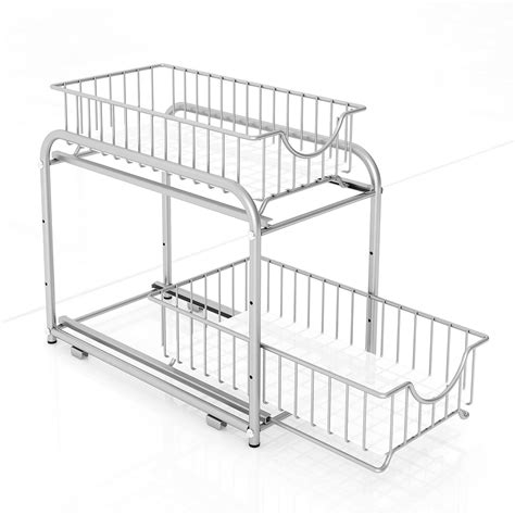 AIYAKA under sink storage 2 Tier Stackable Sliding Basket Organizer
