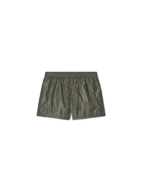 Military Green Off Stamp Allover Swimshorts In Green Off White