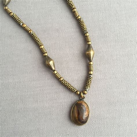 Brass And Tigers Eye Necklace