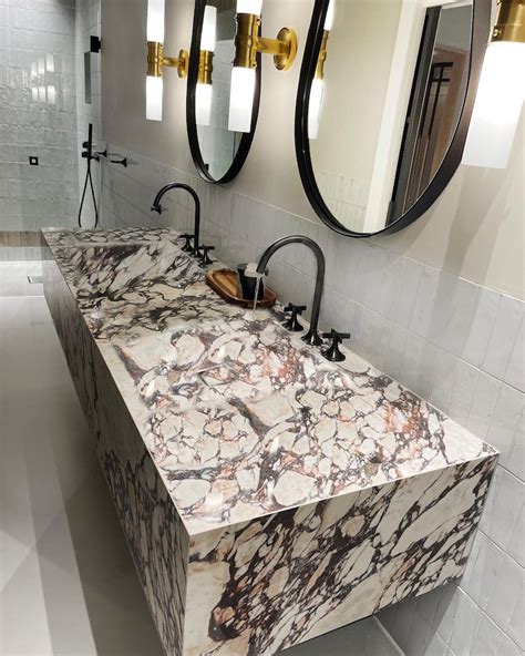 Calacatta Viola Marble Double Sink Bath Wall Mount Sink Etsy