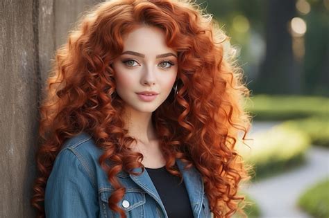 Premium Photo Girl With Long Red Curly Hair