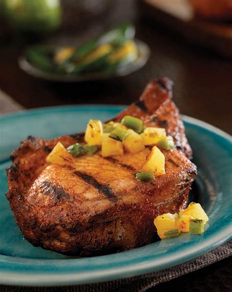 Chili Rubbed Pork Chops With Grilled Pineapple Salsa Jill Silverman Hough