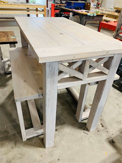 Counter Height Rustic Farmhouse Table with Benches High Top | Etsy