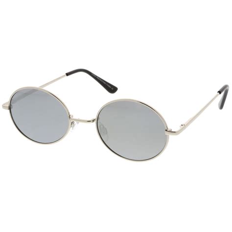 Retro 1990s Fashion Oval Mirrored Flat Lens Sunglasses Zerouv