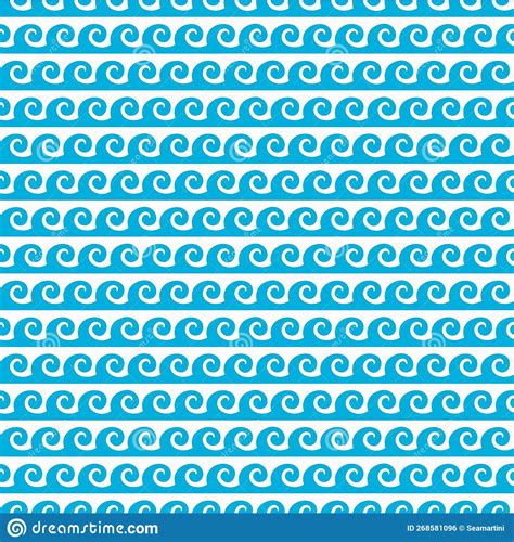 Sea Ocean Blue Wave Seamless Pattern Background Stock Vector