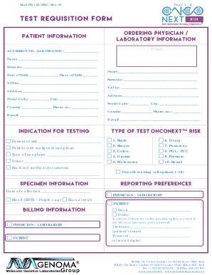 Fillable Online TEST REQUISITION FORM OncoNext Fax Email Print