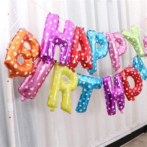 Happy Birthday Letter Foil Balloon Set of (Multi Color) Pack of 13 ...