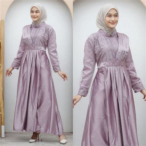 Jual Gamis Pesta Brukat Kondangan Modern Terbaru 2023 Mewah Elegan