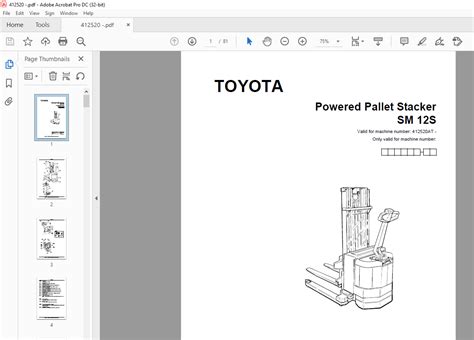 Toyota Forklift Sm S Powered Pallet Stacker Parts Catalogue Manual