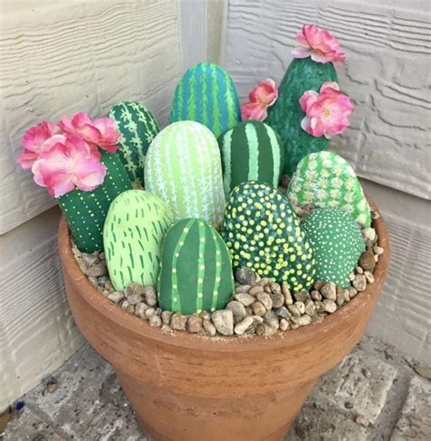 Diy Painted Cactus Rock Garden My Ballard