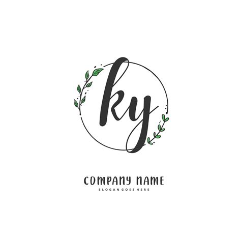 Ky Initial Handwriting And Signature Logo Design With Circle Beautiful