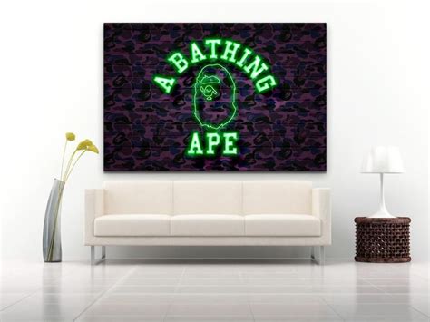 Poster Bape Neon Poster Green Custom A Bathing Ape Etsy Neon