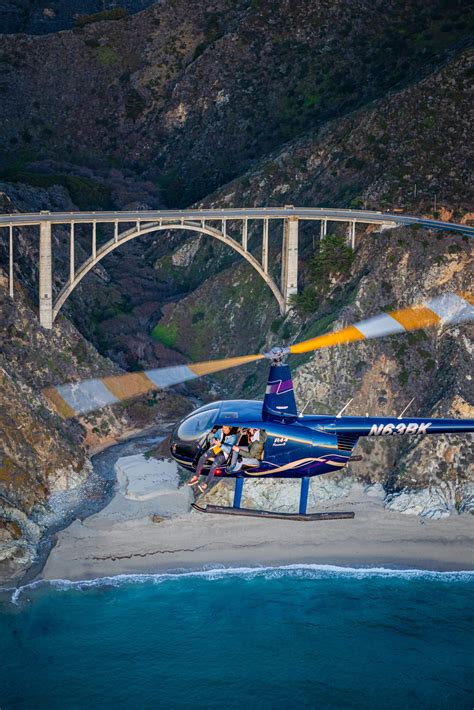 Air To Air With A Robinson R Helicopter On California Coast Above