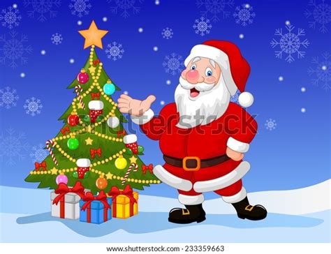 Happy Santa Cartoon Waving Hand Stock Vector Royalty Free 233359663