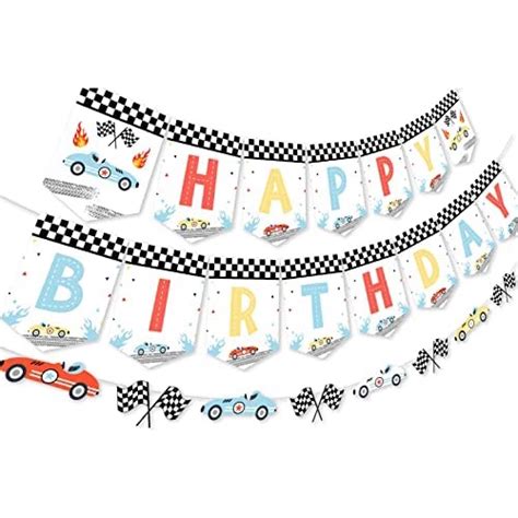 Joymemo Race Car Birthday Decorations Happy Birthday Banner Racing