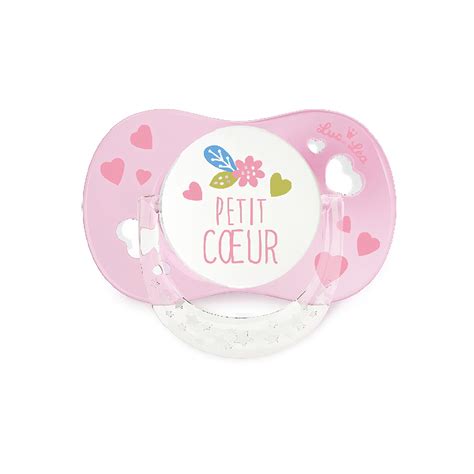 Lot de 2 Sucettes Anatomique en silicone avec anneau Lapin Petit Cœur 0