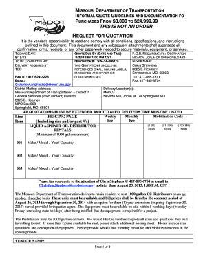 Fillable Online Modot Request For Quotation It Is The Vendor S