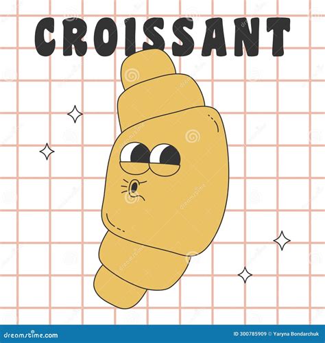 Croissant Cartoon Character Doodle Showing Some Love With Flying Hearts