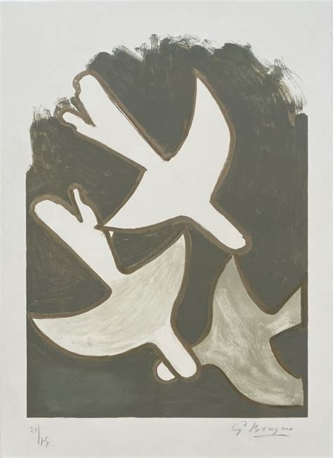 Lithograph The White Birds By BRAQUE Georges