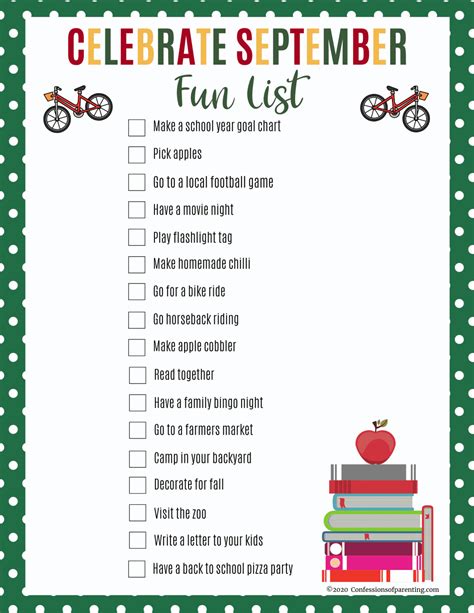 September Bucket List Confessions Of Parenting Fun Games Jokes And