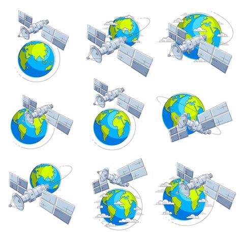 Satelity Komunikacyjne Latające Orbitalne Loty Kosmiczne Wokół Ziemi