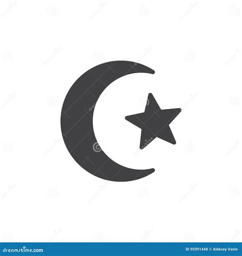 Star And Crescent Of Islam Icon Vector Filled Flat Sign Solid