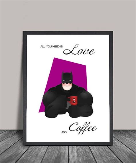 Batman Coffee Poster.Batman Drink Coffee.Coffee Lover | Etsy