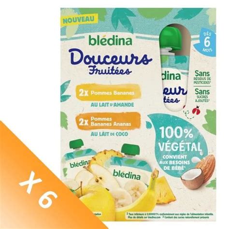 BLEDINA Gourdes Fruitées 100 végétal 2 Pommes Bananes au lait d