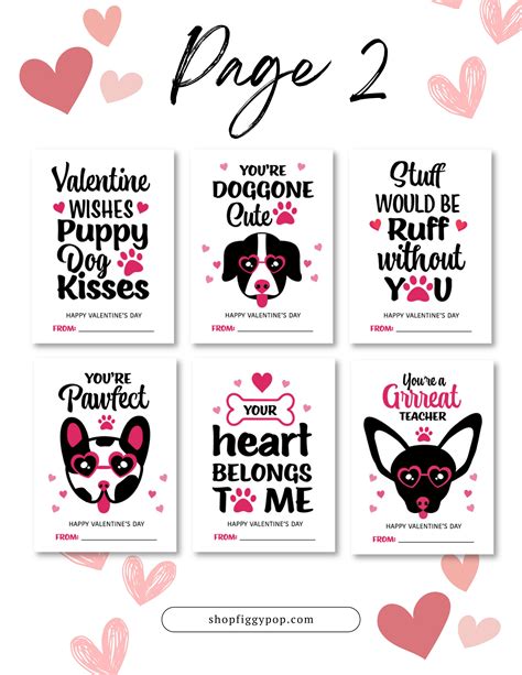 Printable Dog Valentine's Day Cards, Classroom Valentine's Day Cards ...