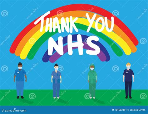 Thank You NHS Rainbow Vector With Lovehearts CartoonDealer 184583198