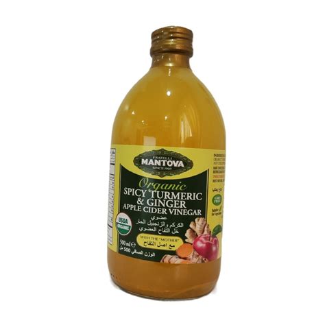 Buy Mantova Organic Apple Cider Vinegar Turmeric And Ginger 500 Ml Online In Kuwait Talabat Kuwait