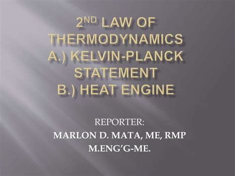 2nd Law Of Thermodynamics Ppt