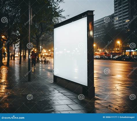 Illuminated Billboard Lights Up The City At Night Generated By Ai Stock